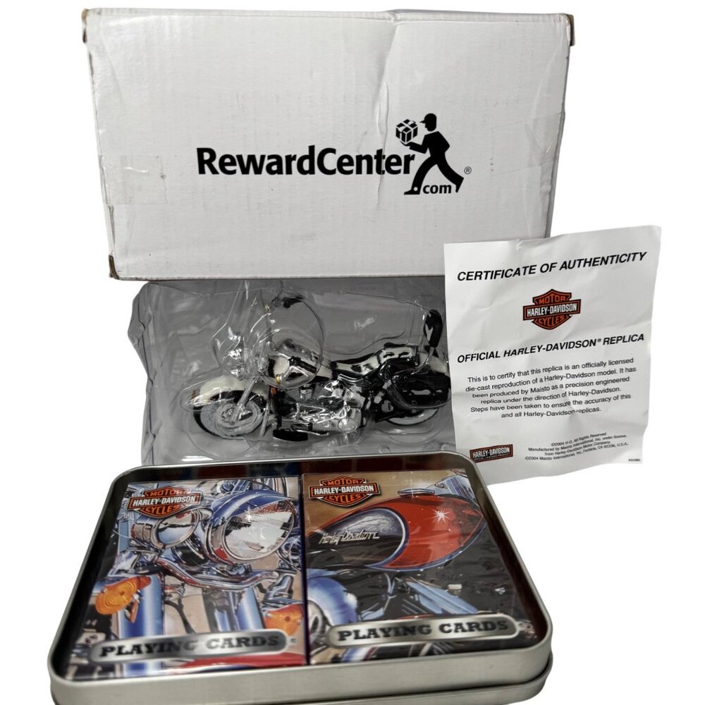 Harley-Davidson Die-Cast Replica Motorcycle Maisto & Playing Cards Collectible - Picture 5 of 14